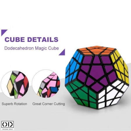 Jucarii, Rubik & Baloane - Jucarie Inteligenta Antistres, Dodecaedru Magic Rubik, 12 Fete multicolore, Pro Premium PVC, Original Deals