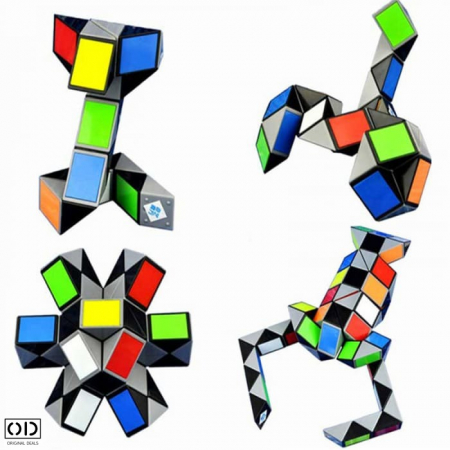 Jucarie Inteligenta Rigla Rubik cu Diferite Posibilitati de Aranjare si Modelare, Jucarie Antistres Premium, 24 Piese Multicolor [0]