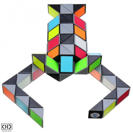 Jucarie Inteligenta Rigla Rubik cu Diferite Posibilitati de Aranjare si Modelare, Jucarie Antistres Premium, 24 Piese Multicolor [3]