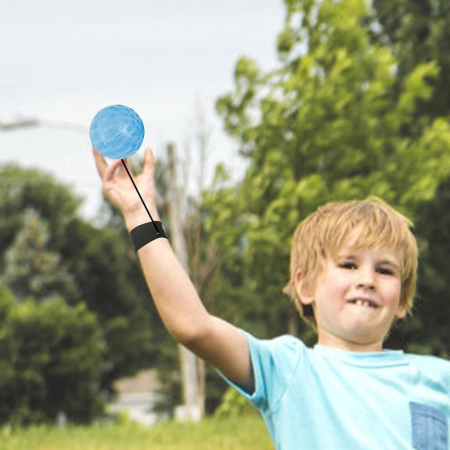 Jucarie Interactiva, , Minge Saltareata Crystal Ball, cu Banda Elastica, 6 cm, +7 Ani, din Plastic, Albastru [3]