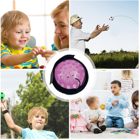 Jucarie Interactiva, , Minge Saltareata Crystal Ball, cu Banda Elastica, 6 cm, +7 Ani, din Plastic, Roz [6]