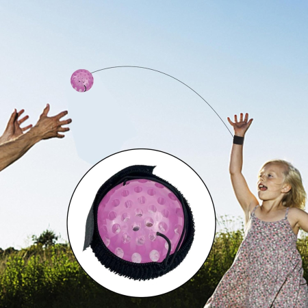 Jucarie Interactiva, , Minge Saltareata Crystal Ball, cu Banda Elastica, 6 cm, +7 Ani, din Plastic, Roz [5]