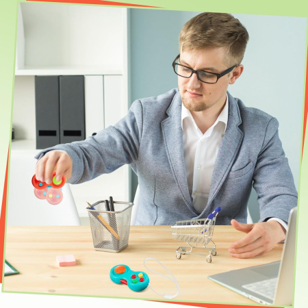 Jucarie Interactiva, , Model Fidget Pad, Antistres, +3 Ani, Functii Multiple, 5.5 x 3.5 x 11 cm, Albastru [1]