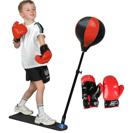 Jucarie Interactiva, , Model Sfera de Box de Picior, Manusi Incluse, Inaltime Reglabila, +3 Ani, 120 x 25 x 52.5 cm, Rosu/ Negru [2]