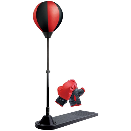 ✨TOATE PRODUSELE✨ - Jucarie Interactiva, , Model Sfera de Box de Picior, Manusi Incluse, Inaltime Reglabila, +3 Ani, 120 x 25 x 52.5 cm, Rosu/ Negru