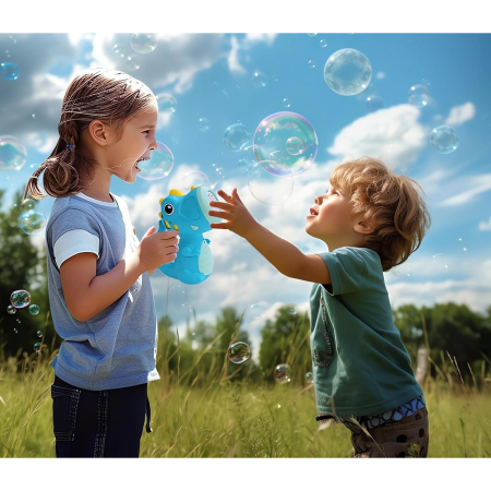 Jucarie Interactiva pentru Baloane de Sapun, , Sunete si Lumini, Model Dinozaur, cu 8 Orificii, 17.1 x 10.4 x 21.5 cm, Albastru [2]