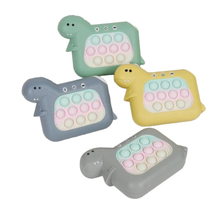 Jucarie Interactiva Pop It Whack A Mole, , Tip Consola, Anti-Stres, 4 Moduri de Joc, din ABS si Silicon, +3 Ani, Model Dinozaur, Galben [6]