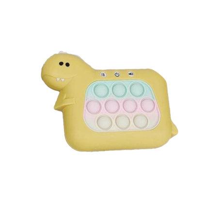 Jucarie Interactiva Pop It Whack A Mole, , Tip Consola, Anti-Stres, 4 Moduri de Joc, din ABS si Silicon, +3 Ani, Model Dinozaur, Galben [4]