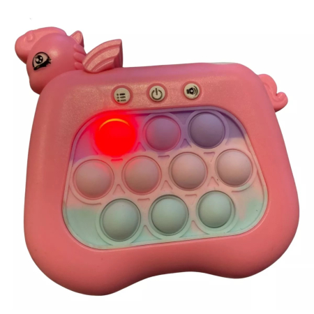 Jucarie Interactiva Pop It Whack A Mole, , Tip Consola, Anti-Stres, 4 Moduri de Joc, din ABS si Silicon, +3 Ani, Model Unicorn, Roz [5]