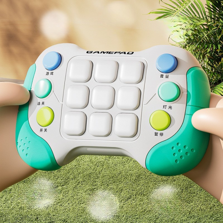 Jucarie Interactiva , Tip Consola Pop It, 6 butoane functionale, 5 Moduri de Joc, 600 Niveluri, + 3 ani, Verde/Gri [3]