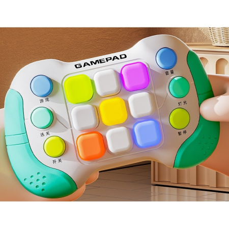 Jucarie Interactiva , Tip Consola Pop It, 6 butoane functionale, 5 Moduri de Joc, 600 Niveluri, + 3 ani, Verde/Gri [1]