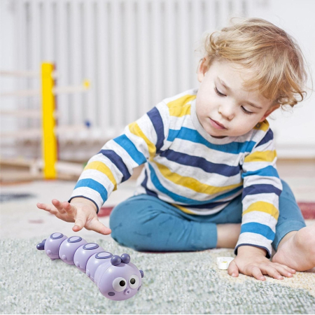 Jucarie mecanica pentru copii , omida haioasa, cu cheita, distractiva, se taraste, se misca, 15 x 4 cm, mov [5]