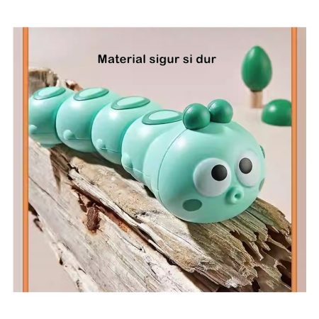 Jucarie mecanica pentru copii , omida haioasa, cu cheita, distractiva, se taraste, se misca, 15 x 4 cm, verde [2]