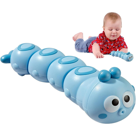 Jucarie mecanica pentru copii , omida haioasa, material ABS, cu cheita, distractiva, se taraste, se misca, 15 x 4 cm, albastru [4]