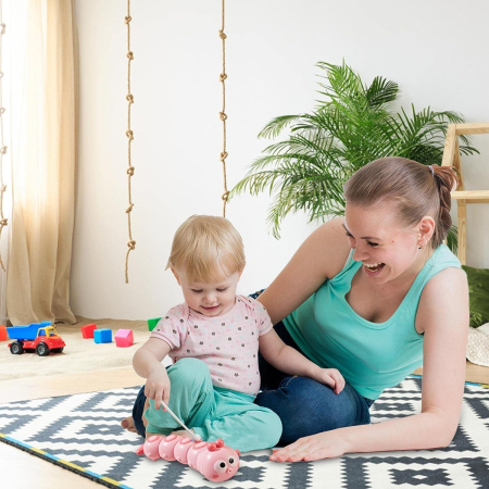 Jucarie mecanica pentru copii , omida haioasa, material ABS, cu cheita, distractiva, se taraste, se misca, 15 x 4 cm, roz [2]