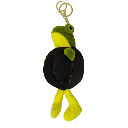 Jucarii de Plus Brainrot - Jucarie Moale de Plus de Tip Breloc, , Model Italian Brainrot Broscuta cu Anvelopa Boneca Ambalabu, 18 x 11 cm, Negru Verde