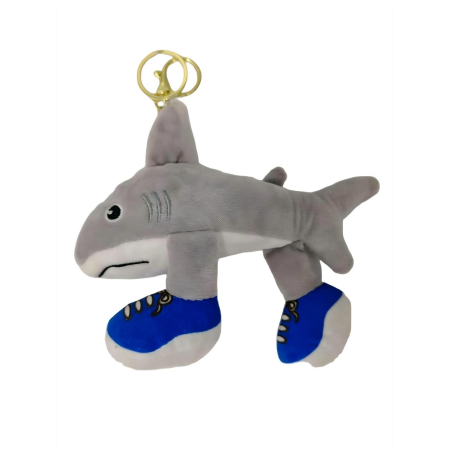 Jucarii de Plus Brainrot - Jucarie Moale de Plus de Tip Breloc, , Model Italian Brainrot Rechinul cu Picioare Tralalero Tralala, 18 x 14 cm, Gri