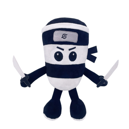 Jucarii de Plus Brainrot - Jucarie Moale de Plus Italian Brainrot, , cu Agatatoare, Model Ninja Spadellini Silenzioso, Jucarie Moale pentru Copii, 25 x 24 cm, Albastru Alb