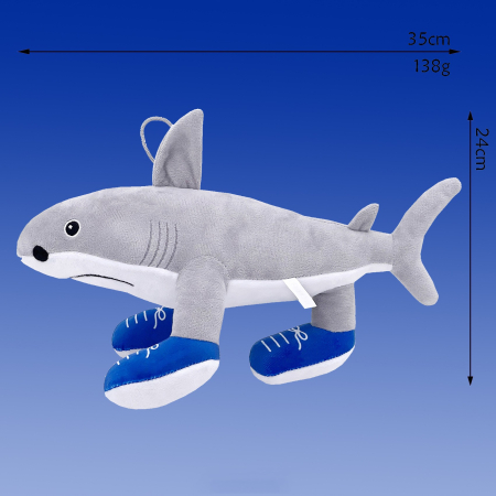 Jucarie Moale de Plus Italian Brainrot, , cu Agatatoare, Model Rechin cu Picioare Tralalero Tralala, Jucarie Moale pentru Copii, 35 x 24 cm, Gri [2]