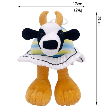 Jucarie Moale de Plus Italian Brainrot, , cu Agatatoare, Model Vaca Saturno Saturnita, Jucarie Moale pentru Copii, 23 x 17 cm, Albastru deschis [1]