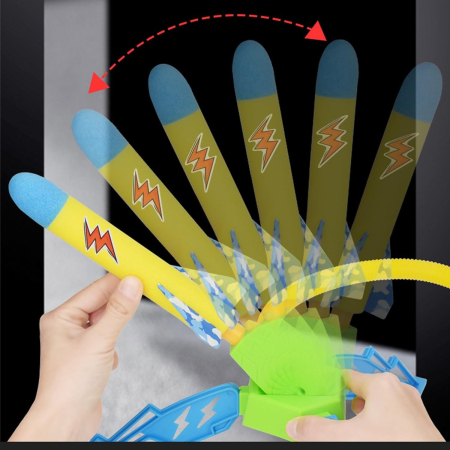 Jucarie pentru Copii, , Lansator de Rachete cu Piciorul, un Singur Lansator, 3 Rachete cu Lumini, 40.5 cm Inaltime, Multicolor [2]