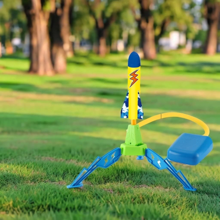 Jucarie pentru Copii, , Lansator de Rachete cu Piciorul, un Singur Lansator, 3 Rachete cu Lumini, 40.5 cm Inaltime, Multicolor [1]