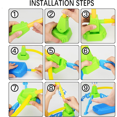 Jucarie pentru Copii, , Lansator de Rachete cu Piciorul, un Singur Lansator, 3 Rachete cu Lumini, 40.5 cm Inaltime, Multicolor [5]