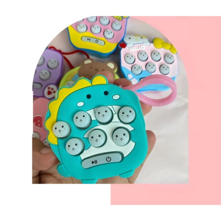 Jucarie pentru copii portabila , joc Gopher, cu lumini si muzica, tip breloc, model dinozaur, material silicon si ABS, albastru [2]