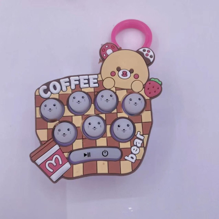 Jucarie pentru copii portabila , joc Gopher, cu lumini si muzica, tip breloc, model ursulet, material silicon si ABS, maro [2]