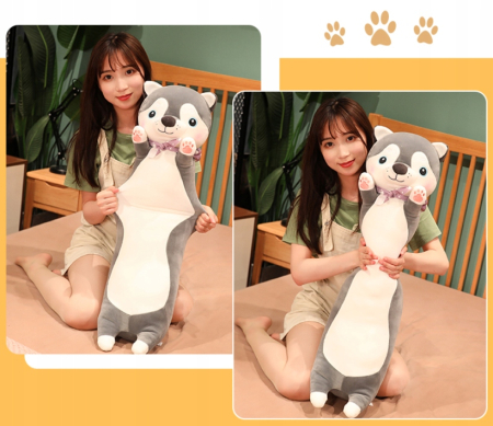 Jucarie pisica plus lunga, tip perna, lavabila, umplutura hipoalergenica, pentru copii si adulti, 70 cm, gri [4]