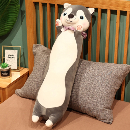 Jucarie pisica plus lunga, tip perna, lavabila, umplutura hipoalergenica, pentru copii si adulti, 70 cm, gri [3]