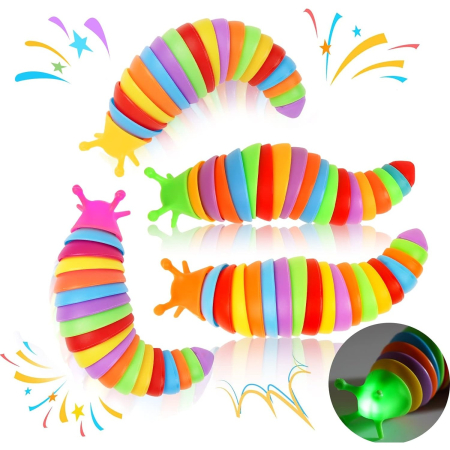 Jucarie Senzoriala Antistres, , Fidget Toys, Omida Curcubeu, 18.6 cm, Functie de Luminat, +3 Ani, Multicolor [3]