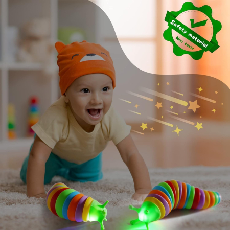 Jucarie Senzoriala Antistres, , Fidget Toys, Omida Curcubeu, 18.6 cm, Functie de Luminat, +3 Ani, Multicolor [2]