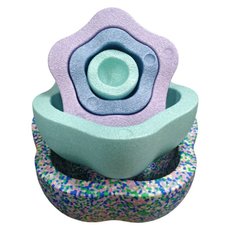 Jucarie Senzoriala de Echilibru, , Tip Stepping Stones, 5 Piese, din Spuma, pentru Miscare, Sarituri, Prindere, Diametru 28 cm, Model 3, Multicolor [1]