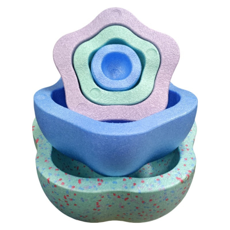 Jucarie Senzoriala de Echilibru, , Tip Stepping Stones, 5 Piese, din Spuma, pentru Miscare, Sarituri, Prindere, Diametru 28 cm, Model 4, Multicolor [1]