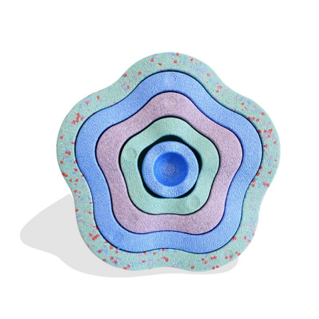 Jucarii interactive - Jucarie Senzoriala de Echilibru, , Tip Stepping Stones, 5 Piese, din Spuma, pentru Miscare, Sarituri, Prindere, Diametru 28 cm, Model 4, Multicolor