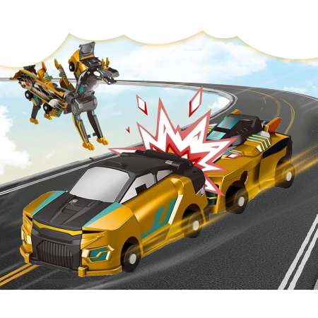 Jucarie Transformabila 2in1, , Golden Wing Flying Dragon, Masina/Dragon, Atractie Magnetica, +6 Ani, din ABS, Auriu [3]