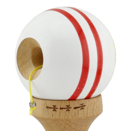 Kendama X CHICANOS Originala, Profesionala, , Big Cups V2, Super Sticky cu Cupe Mari, Rulment Metalic, din lemn 18 cm, Ata 55 cm, Auriu/Alb [4]