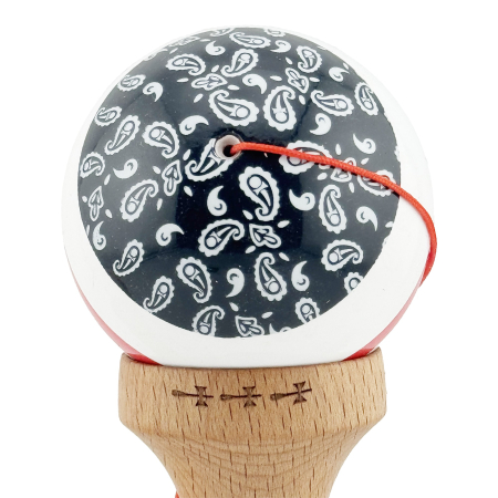 Kendama X CHICANOS Originala, Profesionala, , Big Cups V2, Super Sticky cu Cupe Mari, Rulment Metalic, din lemn 18 cm, Ata 55 cm, Negru/Alb [8]