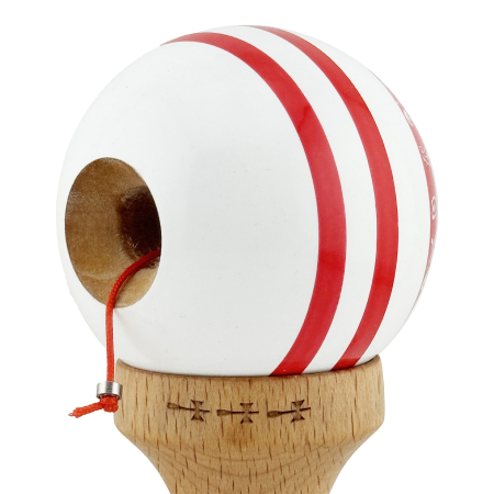 Kendama X CHICANOS Originala, Profesionala, , Big Cups V2, Super Sticky cu Cupe Mari, Rulment Metalic, din lemn 18 cm, Ata 55 cm, Rosu/Alb [5]