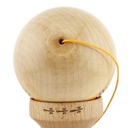 Kendama X FREQUENCY Originala, Profesionala, , Big Cups V2, Super Sticky cu Cupe Mari, Rulment Metalic, din lemn 18 cm, Ata 55 cm, Portocaliu/Maro [7]