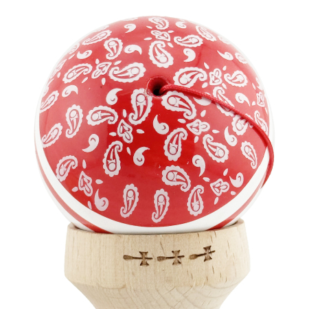 Kendama X Originala CHICANOS, Profesionala, , Cupe Mari KING SIZE V3, Super Sticky, Gaura in Baza, Rulment Metalic, din lemn 18 cm, Ata 55 cm, Rosu/Alb [8]