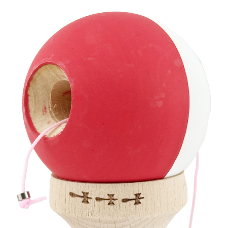 Kendama X Originala, Profesionala, , Big Cups V2, Rubber Grip cu Cupe Mari, Rulment Metalic cu Ata 55 cm, Alb/Rosu [4]