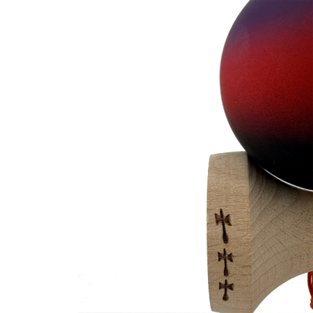 Kendama X Originala, Profesionala, , Big Cups V2, Rubber Grip cu Cupe Mari, Rulment Metalic cu Ata 55 cm, Mov/Rosu/Negru [6]