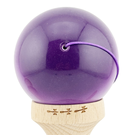 Kendama X Originala, Profesionala, , Big Cups V2, Super Sticky cu Cupe Mari, din lemn 18 cm, Rulment Metalic cu Ata 55 cm, Mov/Alb [8]