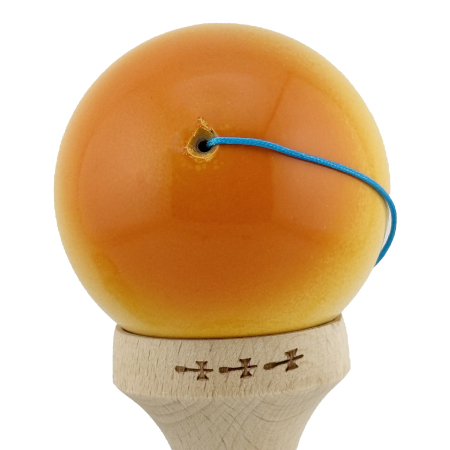 Kendama X Originala, Profesionala, , Big Cups V2, Super Sticky cu Cupe Mari, din lemn 18 cm, Rulment Metalic cu Ata 55 cm, Portocaliu/Galben/Alb [7]