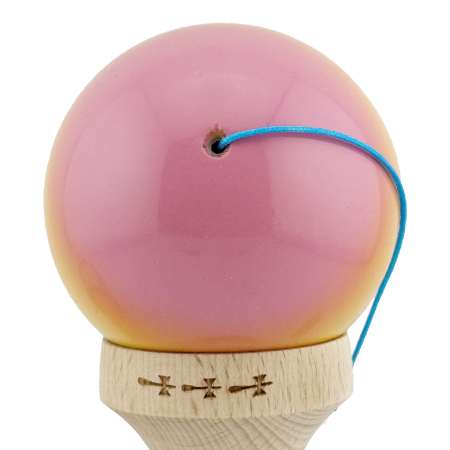 Kendama X Originala, Profesionala, , Big Cups V2, Super Sticky cu Cupe Mari, din lemn 18 cm, Rulment Metalic cu Ata 55 cm, Roz/Galben/Albastru [7]