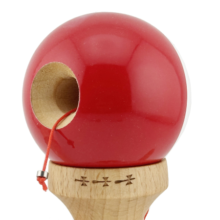Kendama X Originala, Profesionala, , Big Cups V2, Super Sticky cu Cupe Mari, Rulment Metalic, din lemn 18 cm, Ata 55 cm, Alb/Rosu [5]