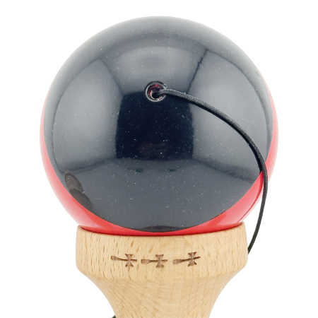 Kendama X Originala, Profesionala, , Big Cups V2, Super Sticky cu Cupe Mari, Rulment Metalic, din lemn 18 cm, Ata 55 cm, Negru/Rosu [8]