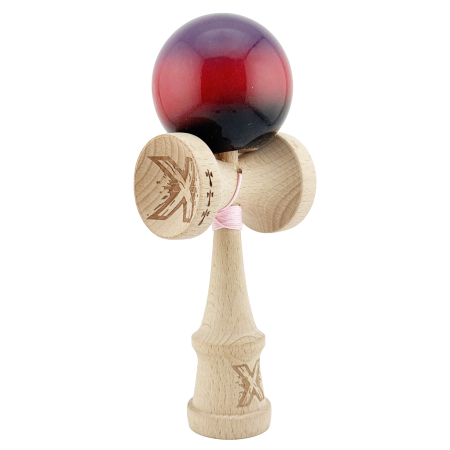 Kendama X Originala, Profesionala, , Big Cups V2, Super Sticky Cupe Mari, Rulment Metalic cu Ata 55 cm, Mov/Rosu/Negru [9]